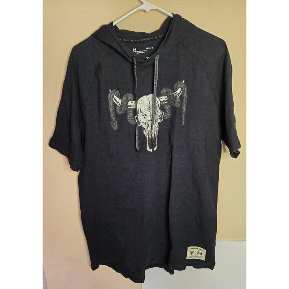 Project Rock Under Armour Skull Snake Short Sleeved Hoodie T-Shirt Size Large - Picture 1 of 6